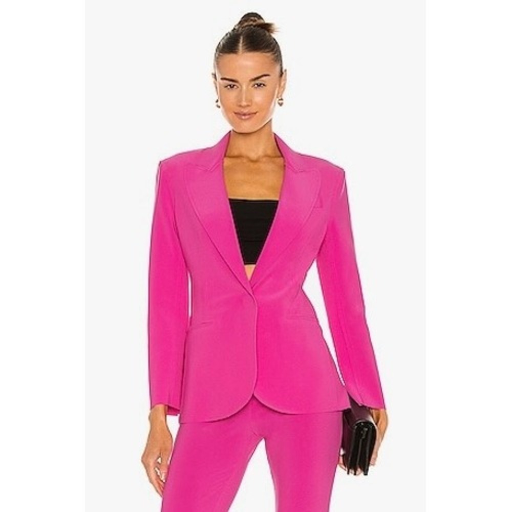Norma Kamali Magenta Pink Single Breasted Blazer XS Tailored Stretch Jacket